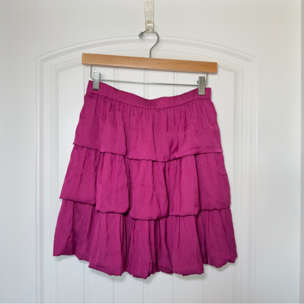 Current Air? Los Angeles Fuchsia Small Tiered Skirt NWT LIned Preppy Boho Chic‎